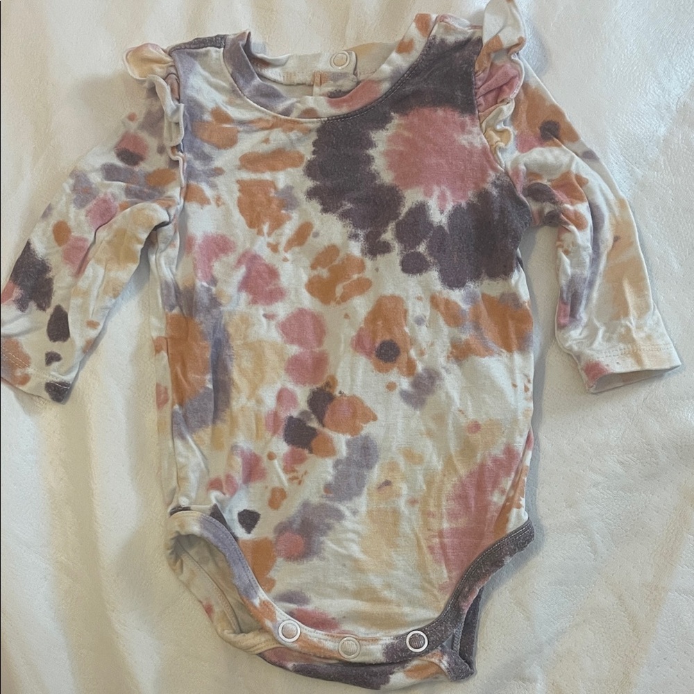 Angel Dear Tie-Dye Bodysuit in Purple, Orange, and Cream